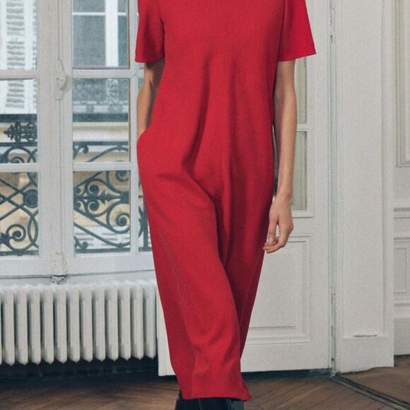 NWT Zara Front Slit Midi Dress in Bold Red, Size Medium - Picture 4 of 12